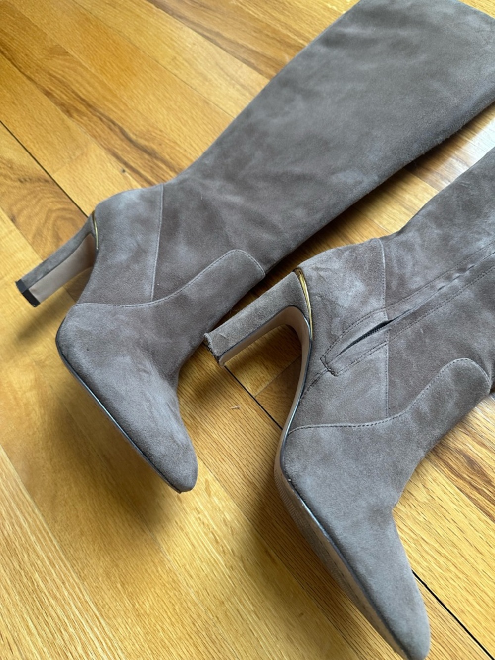 Vince Camuto Women’s Taupe Suede Knee Boots with Heel - Picture 2 of 8